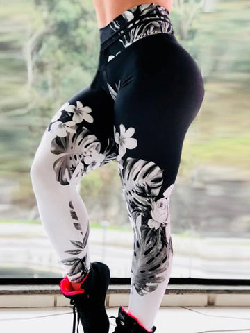 ToneFits Sports Fitness High Waist Floral Push Up Leggings