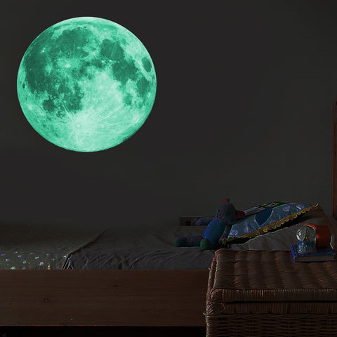 30cm 3D Luminous Moon Wall Sticker Home Decal